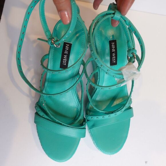 Nine West Hunda Espadrille Platform Wedges Sandal Green Size 6.5 - Picture 6 of 9